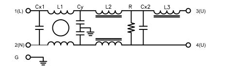 diagrama esquemático del filtro del poder de la EMI