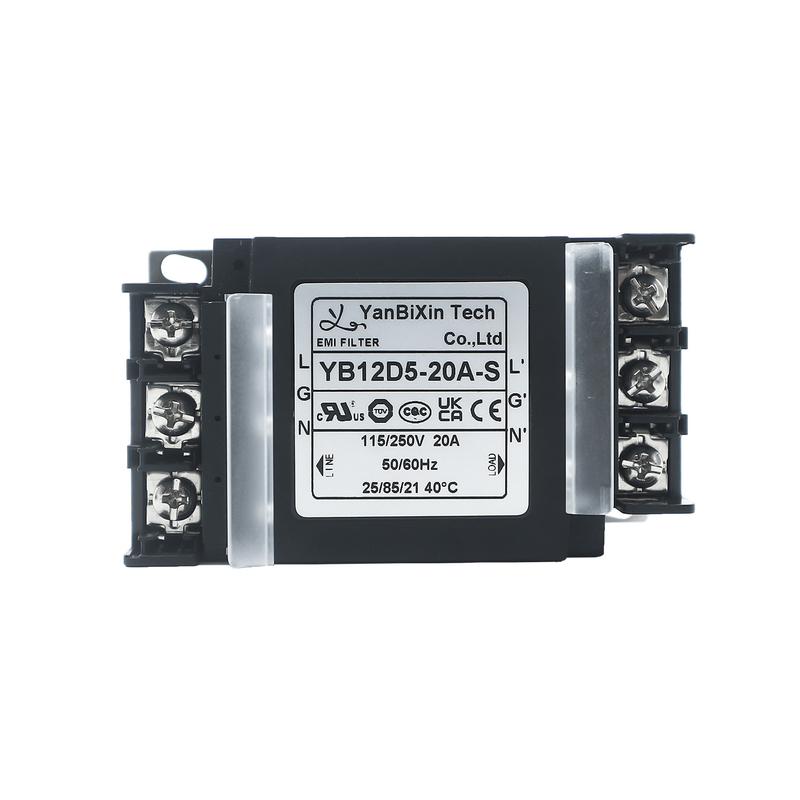 YBX Nuevo tipo de filtro monofásico con carcasa de plástico segura EMI/EMC Filtro con cubierta de bloque terminal